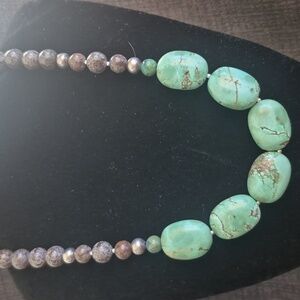 Green Turquoise Bead Necklace - Natural Stone Statement